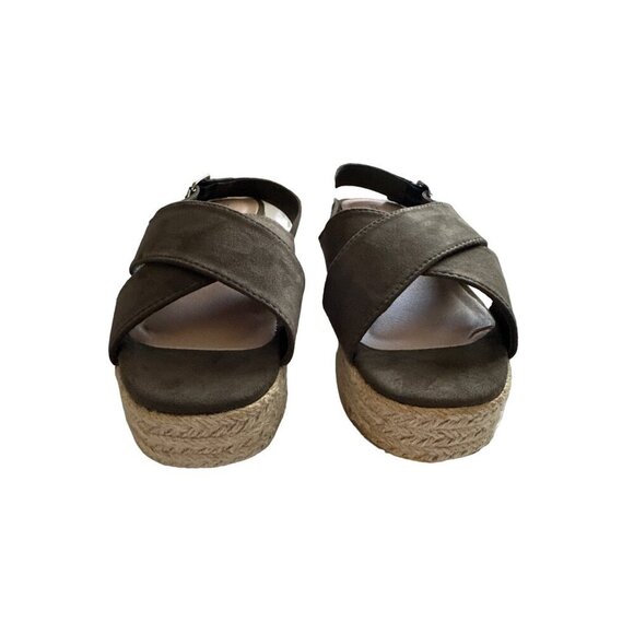 London Rag Green Espadrilles Sandals NEW Leather Crossover Straps Slingback 8 - Picture 7 of 10